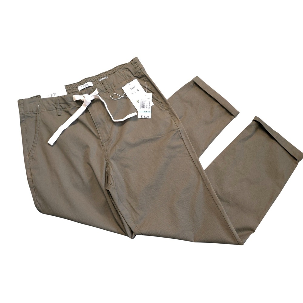 Kensie Jeans The Girlfriend Olive Green Drawstring Chino Pants Womens 8/29 NEW